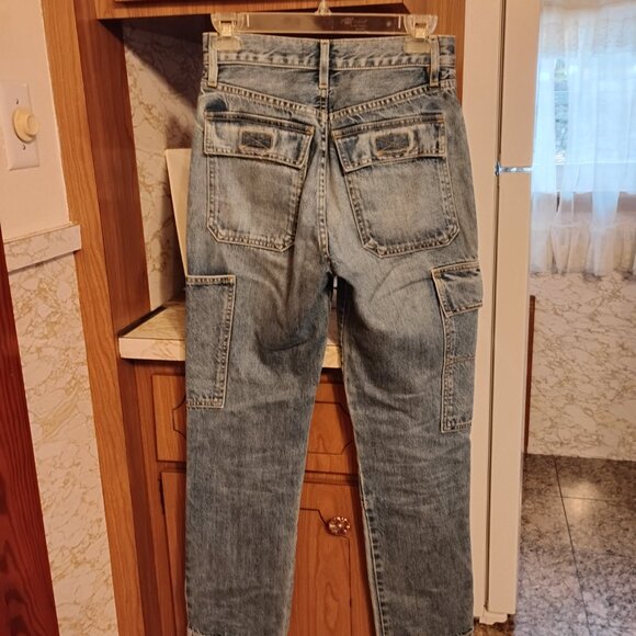 SLVRLAKE Savior High Rise Cargo Blue Jeans, Size 25 - Picture 8 of 16